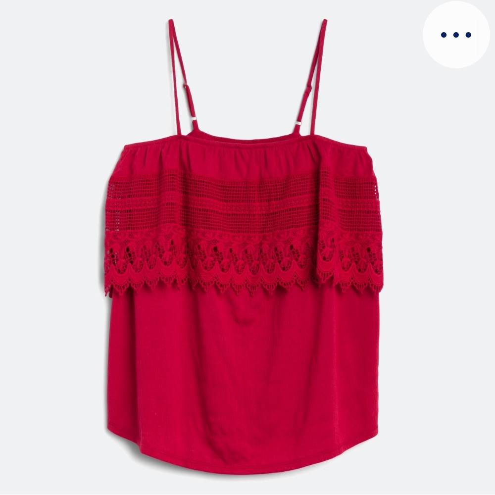 Nine Britton Whitney Red Knit Tank with Lace Detail